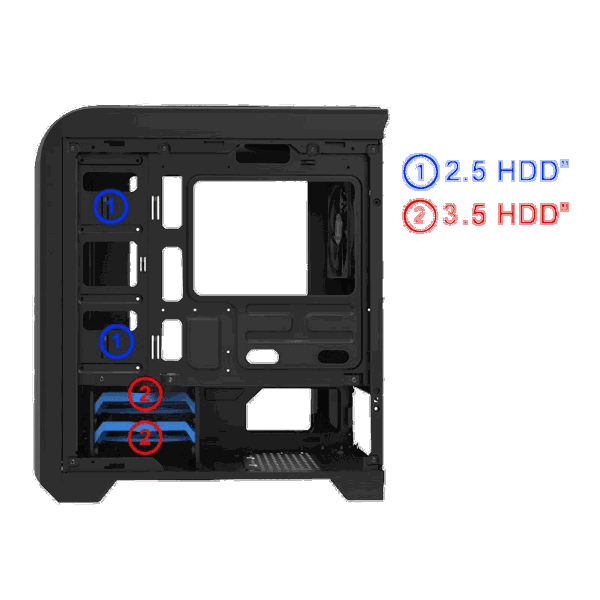 ქეისი GAMEMAX CENTAURI, MiniT,1*USB3.0,1*USB2.0,1*120 RED,acrylic (side panel),without PSU,black