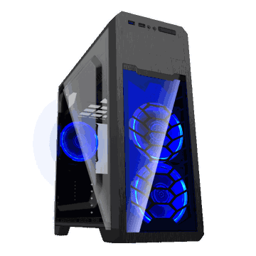 ქეისი GAMEMAX G563, MidT, 1*USB3.0, 2*USB2.0, 3*120BLUE, acrylic (side panel), without PSU, black