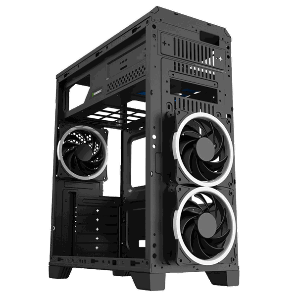 ქეისი GAMEMAX G563, MidT, 1*USB3.0, 2*USB2.0, 3*120BLUE, acrylic (side panel), without PSU, black