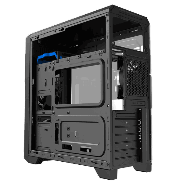 ქეისი GAMEMAX G563, MidT, 1*USB3.0, 2*USB2.0, 3*120BLUE, acrylic (side panel), without PSU, black