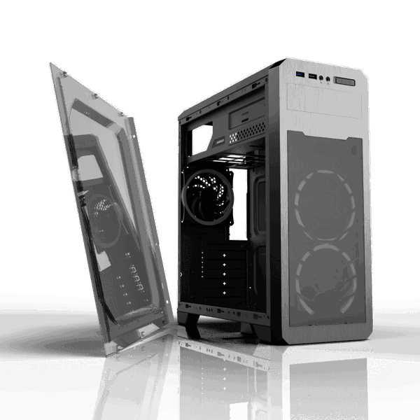 ქეისი GAMEMAX G563, MidT, 1*USB3.0, 2*USB2.0, 3*120BLUE, acrylic (side panel), without PSU, black