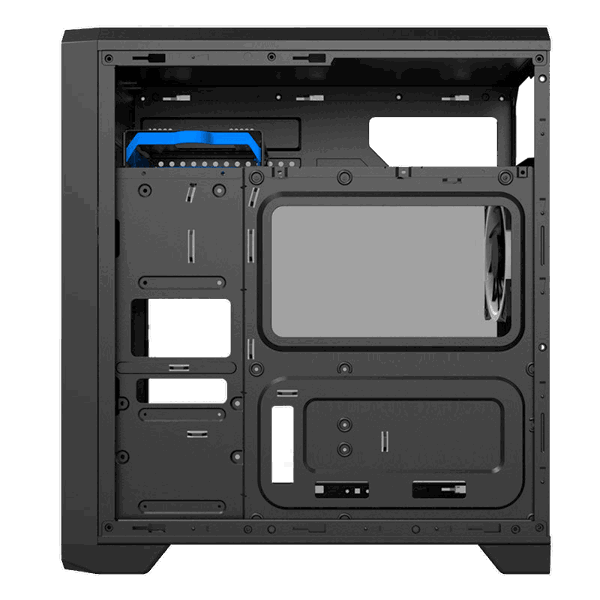 ქეისი GAMEMAX G563, MidT, 1*USB3.0, 2*USB2.0, 3*120BLUE, acrylic (side panel), without PSU, black