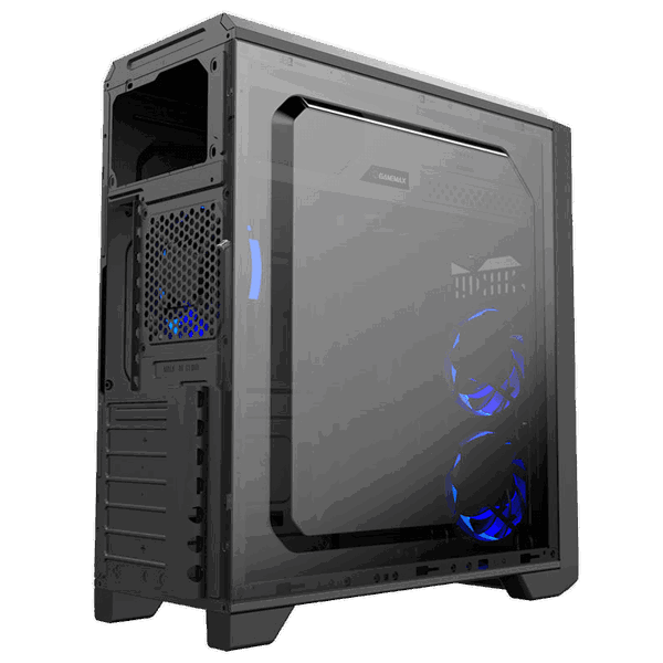 ქეისი GAMEMAX G563, MidT, 1*USB3.0, 2*USB2.0, 3*120BLUE, acrylic (side panel), without PSU, black