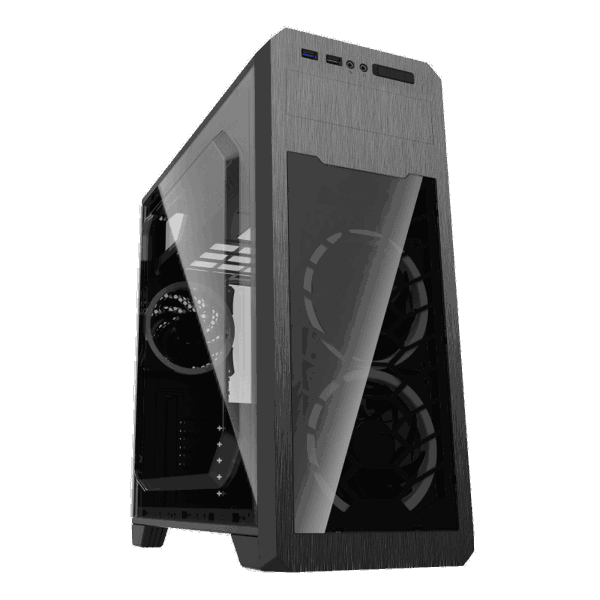 ქეისი GAMEMAX G563, MidT, 1*USB3.0, 2*USB2.0, 3*120BLUE, acrylic (side panel), without PSU, black