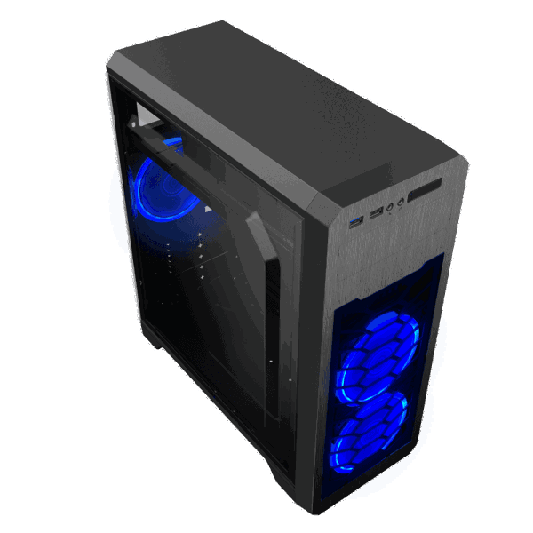ქეისი GAMEMAX G563, MidT, 1*USB3.0, 2*USB2.0, 3*120BLUE, acrylic (side panel), without PSU, black