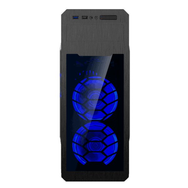 ქეისი GAMEMAX G563, MidT, 1*USB3.0, 2*USB2.0, 3*120BLUE, acrylic (side panel), without PSU, black