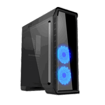 ქეისი GAMEMAX ELYSIUM, MidT, 1*USB3.0, 2*USB2.0, 2*120 BLUE, acrylic (side panel), without PSU, black