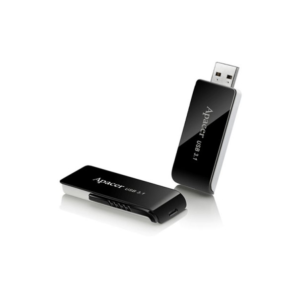 ფლეშ მეხსიერება: Apacer Flash Drive AH350 128GB USB3.1 Black - AP128GAH350B-1