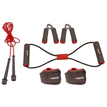 სავარჯიშო ნაკრები AVENTO 537SC41VE01, 6Pcs, Fitness Kit, Black/Red