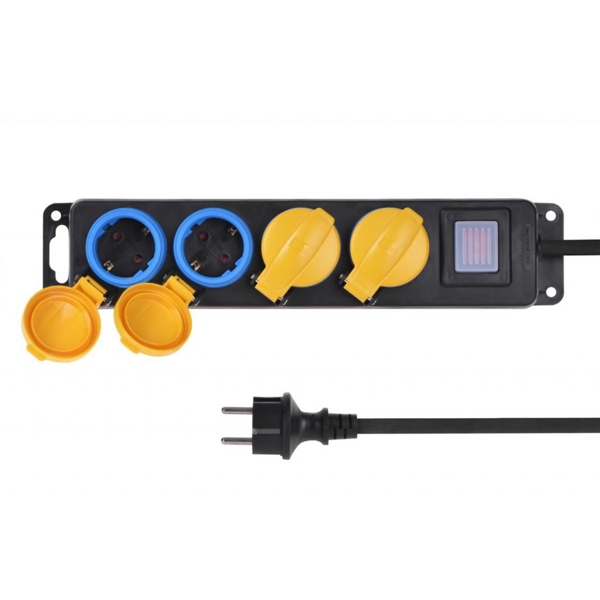 დენის დამაგრძელებელი 2E 4 ways with earth H07RN-F 3G*1.5mm, 3m, Black/Yellow