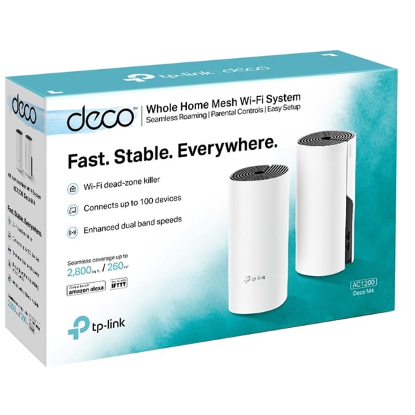 სახლის Wi-fi სისტემა TP-LINK Deco M4(2-pack) AC1200 Whole-Home Wi-Fi system