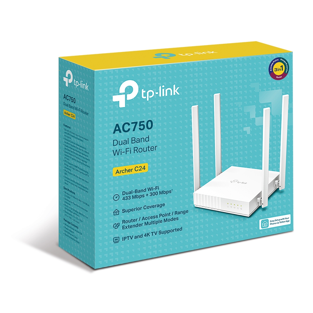 როუტერი TP-Link Archer C24, AC750 Wireless Dual Band Router