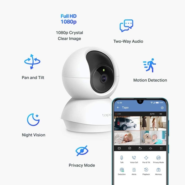 ვიდეო სათვალთვალო კამერა TP-Link Tapo C200, Pan/Tilt Home Security Wi-Fi Camera