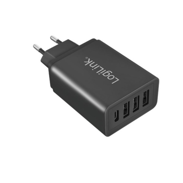 დამტენი: Logilink PA0221 USB Wall Charger 4port 3x USB-AF & 1x USB-CF 27W black