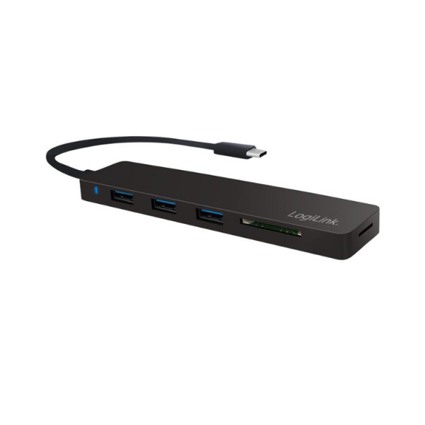 ადაპტერი: Logilink UA0312 USB 3.2 Gen 1x1 USB-C™ 3-Port Hub w Cardreader ultra slim