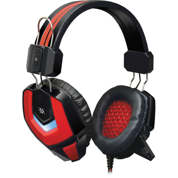 ყურსასმენი DEFENDER Ridley Gaming headset, black + red, cable 2.2 m