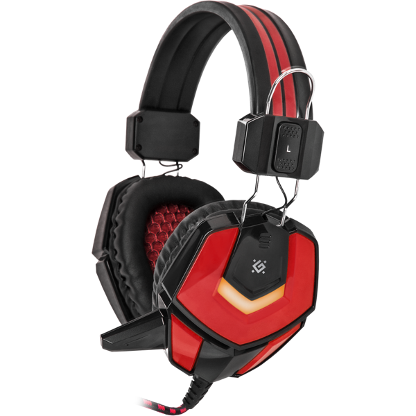 ყურსასმენი DEFENDER Ridley Gaming headset, black + red, cable 2.2 m