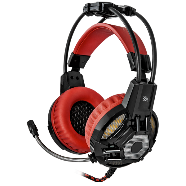 ყურსასმენი DEFENDER Lester Gaming headset, black+red, cable 2.2 m