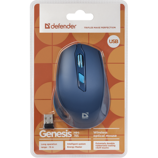 მაუსი უკაბელო DEFENDER  Genesis MM-785 Wireless, 6D, 2400 DPI