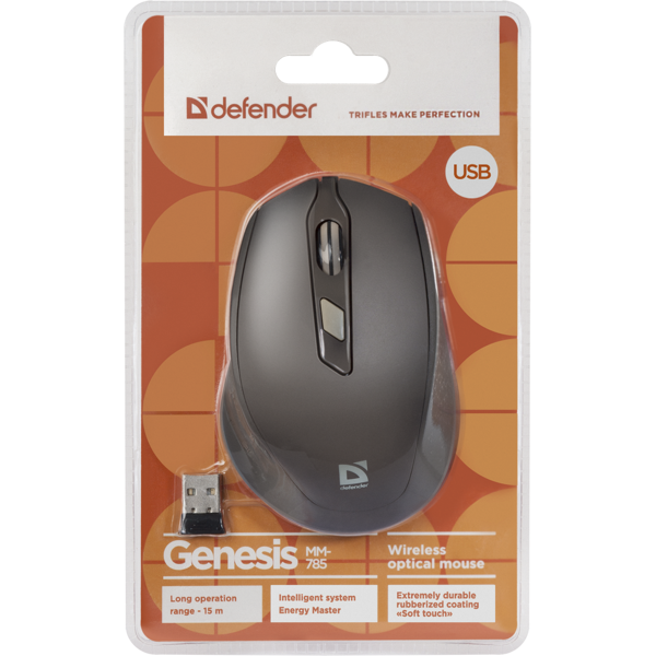 მაუსი უკაბელო DEFENDER Genesis MM-785 Wireless, 6D, 2400 DPI