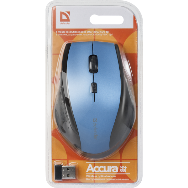 უკაბელომაუსი უკაბელო DEFENDER Accura MM-365 Wireless, 6D, 800-1600 dpi