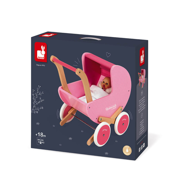 ხის სათამაშო ეტლი Janod J05899 Doll Pram