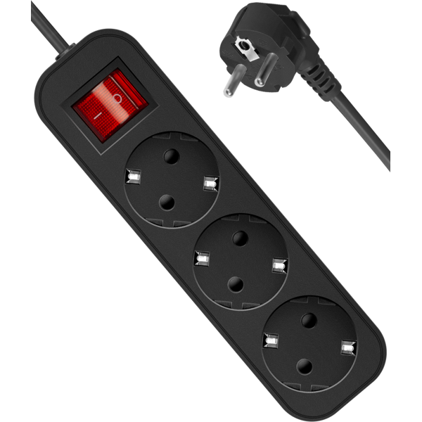 Defender  G318 Power strip, 1.8m, 3 შესაერთებელი