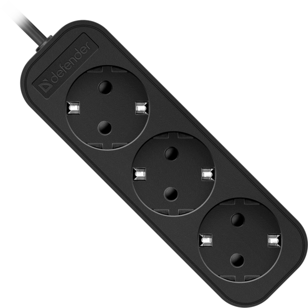 დენის დამაგრძელებელი Defender M318 Power strip, 1.8 m, 3 შესაერთებელი