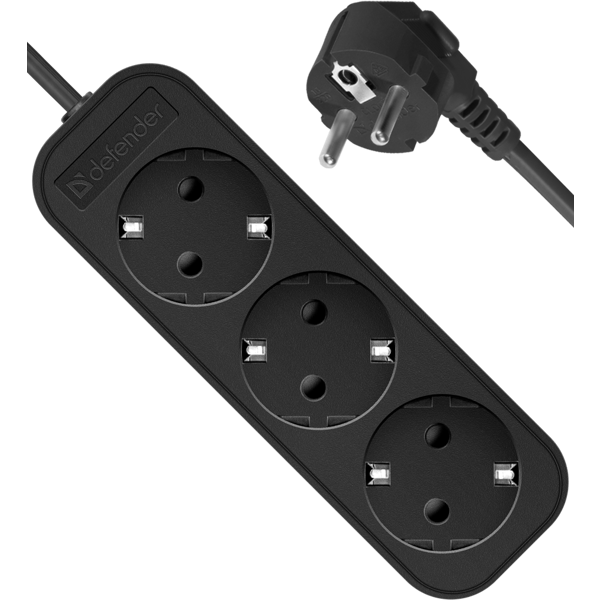 Defender M350 Power strip, 5.0 m, 3 შესაერთებელი