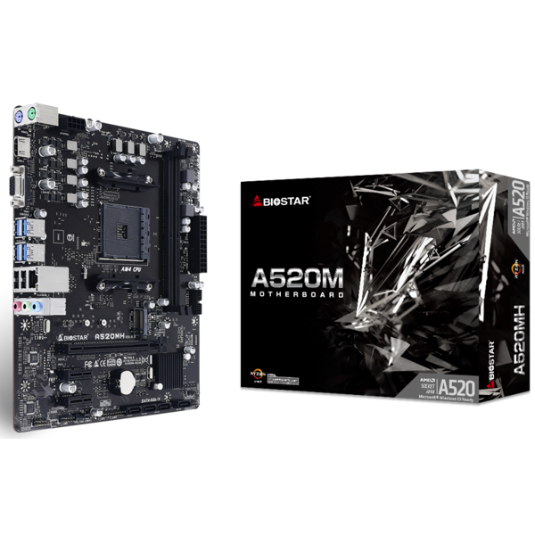 დედა დაფა Biostar SOCKET A MAINBOARD, AMD A520, SOCKET AM4, UATX, GBE