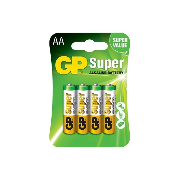 ელემენტი GP GPPCA15AS015, 15A-U4 ( AAx4 ) SUPER ALKALINE (LR6) 