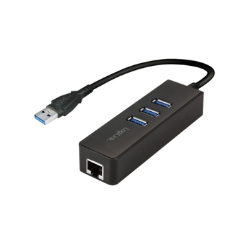 ადაპტერი LogiLink UA0173A USB 3.0 type A to gigabit adapter to 1x RJ45 and 3x USB 3.0 type A