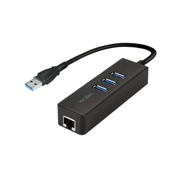 LogiLink UA0173A USB 3.0 type A to gigabit adapter to 1x RJ45 and 3x USB 3.0 type A