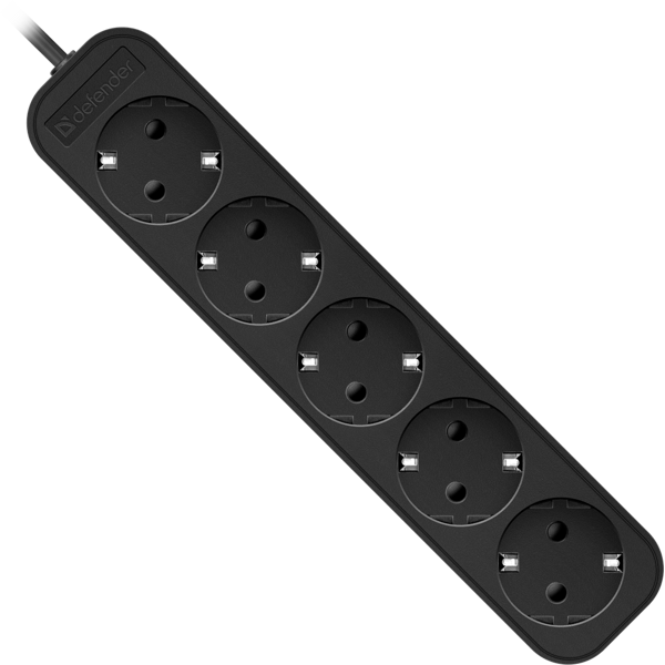 დამაგრძელებელი Defender M518 Power strip, 1.8m, 5 შესაერთებელი, შავი 