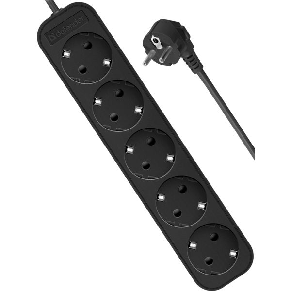 დამაგრძელებელი Defender M518 Power strip, 1.8m, 5 შესაერთებელი, შავი 