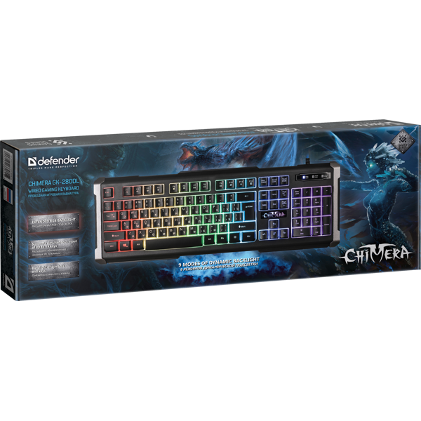 კლავიატურა DEFENDER Chimera GK-280DL Wired gaming keyboard,RGB