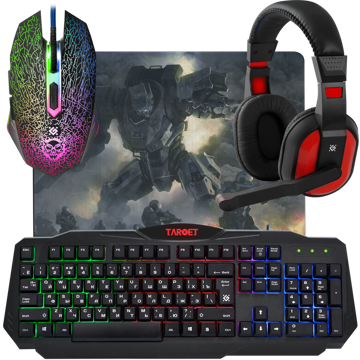 გეიმინგ კომპლექტი DEFENDER Target MKP-350 Gaming combo, Mouse, mouse pad, Keyboard