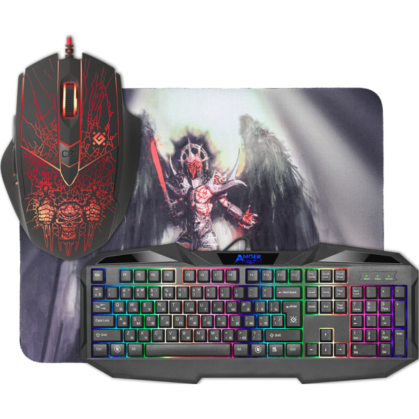 გეიმინგ კომპლექტი DEFENDER Anger MKP-019 ,RBG ,KB, Mouse, Mouse Pad