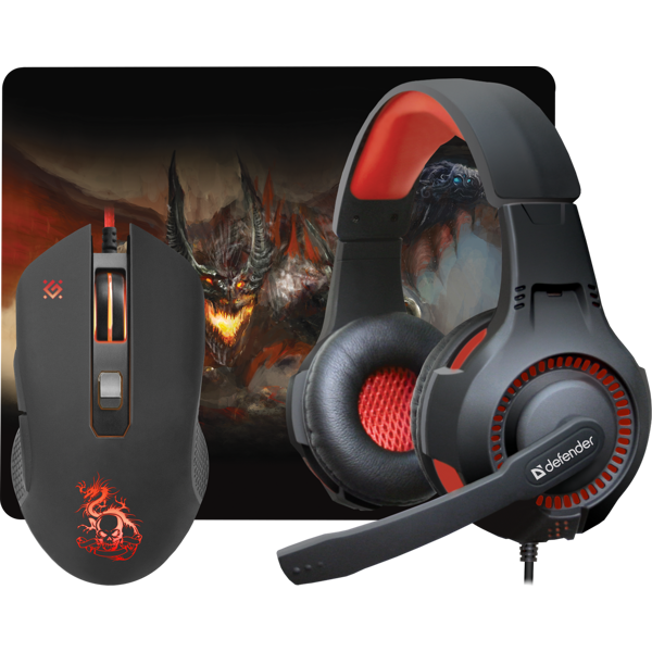 გეიმინგ კომპლექტი DEFENDER Devourer MHP-006 Gaming combo, Mouse, mouse pad, Headset