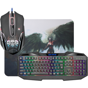 გეიმინგ კომპლექტი DEFENDER Reaper MKP-018, RBG, KB Mouse, Mouse Pad