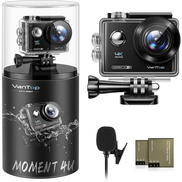 ვიდეო კამერა Vantop Moment 4U 4K Action Camcorder, Microphone, Touch Screen, Wi-Fi Black