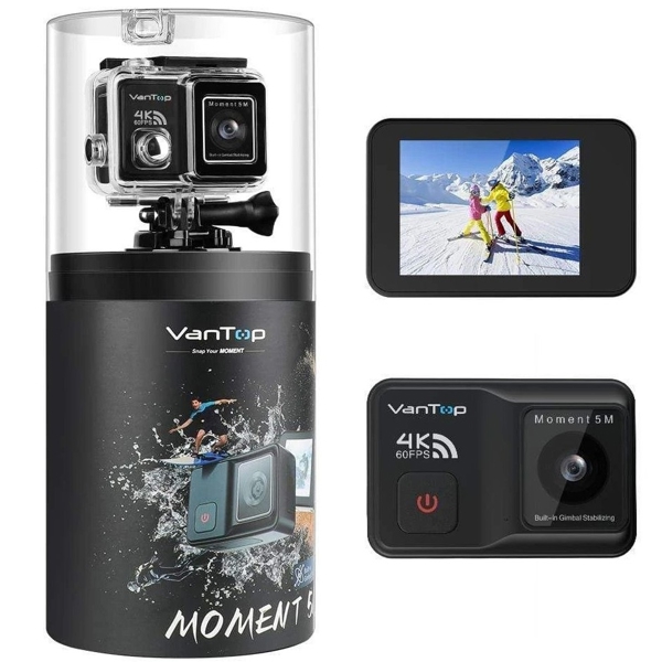 ვიდეო კამერა Vantop Moment 5M 4K Action Camcorder, Touch Screen, Micro USB, Wi-Fi Black