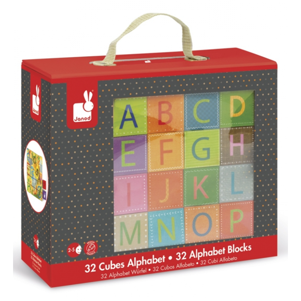 კუბები Janod J02993 Cubes cardboard Alphabet