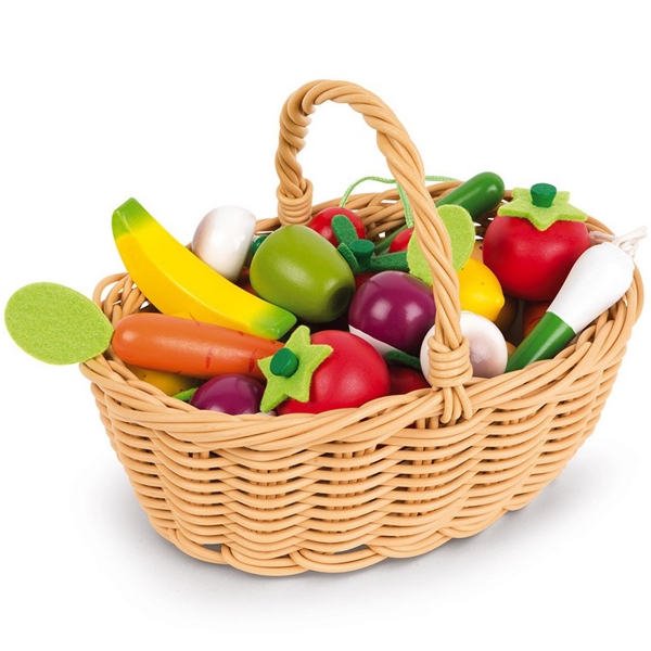 კალათი ხილით და ბოსტნეულით Janod J05620 Game Set Basket with Fruits and Vegetables (24 items)