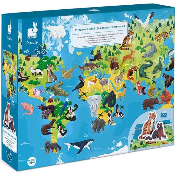 სათამაშო თავსატეხი Janod J02676 Educational Puzzle Endangered Animals