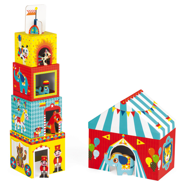 ცირკი Janod J02800 Cubes made of pasteboard Circus