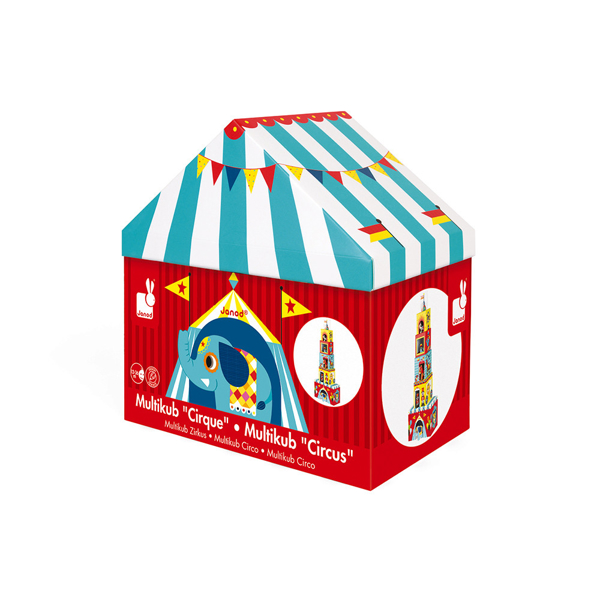 ცირკი Janod J02800 Cubes made of pasteboard Circus