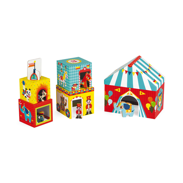 ცირკი Janod J02800 Cubes made of pasteboard Circus