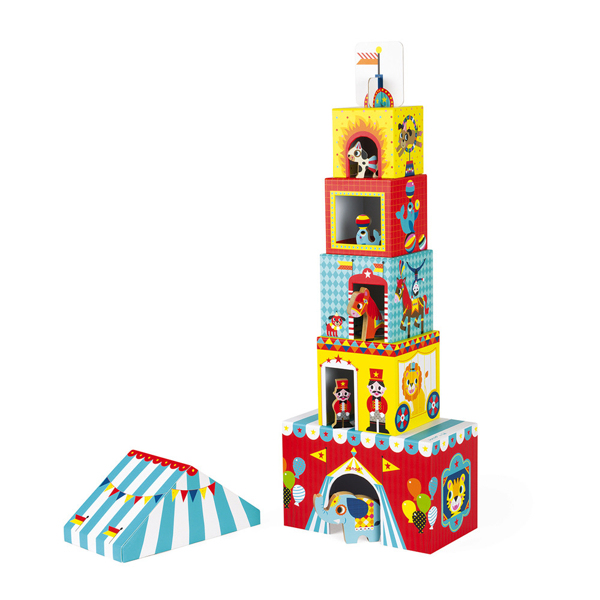 ცირკი Janod J02800 Cubes made of pasteboard Circus