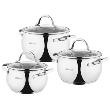 ქვაბები Ardesto AR1906GSS Cookware set Gemini Vittoria 6 pcs., stainless steel